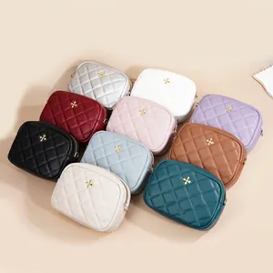Quilted leather crossbody camera bags in ten various colors for women's summer fashion