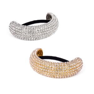 Luxury Stainless Steel Rhinestone Ponytail Holder Hair Tie U-Shaped Full Crystal Elastic Band Fashion Accessory For Women