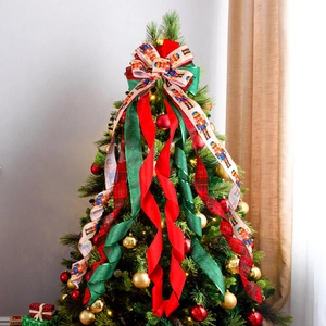 Nœud décoratif pour sapin de Noël avec motif Casse-Noisette et rubans à carreaux chic