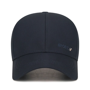 Business style navy blue SPORT embroidered baseball cap with a structured hard top design