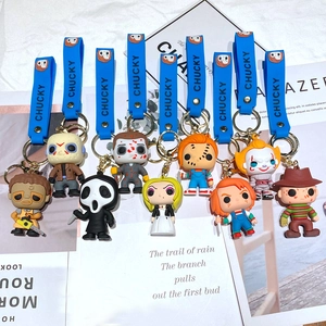 Horror movie characters silicone keychains featuring Chucky Ghostface and Pennywise