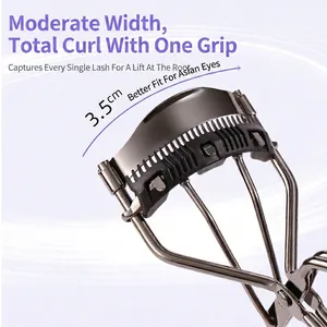Professional 3.5cm wide eyelash curler with comb teeth for Asian eye shapes