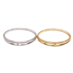 Elegant 18k gold and silver plated bangle set with micro-inlaid cubic zirconia