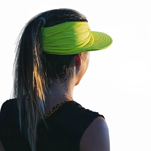 Fluorescent green wide brim sun visor hat for women for outdoor sports and tennis