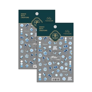Blue Note 3D butterfly and rose nail art stickers with geometric patterns and dots