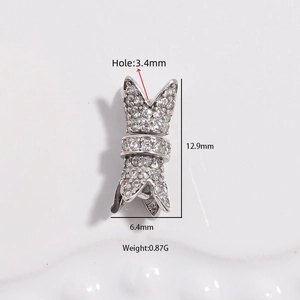 S925 silver waist necklace clasp with cubic zirconia measuring 12.9mm by 6.4mm