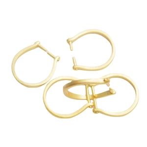 Set of four 14K gold-plated C-shaped leaf ring mounts for DIY pearl jewelry making