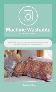 Detail of bohemian mandala cotton pillow towel with secure elastic straps for adults