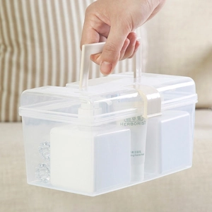 Portable Transparent Plastic Storage Box With Handle Latch Desktop Organizer Case For Medicine Stationery Cosmetics