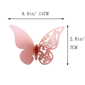 Macro view of laser-cut pink butterfly card showing precise 11cm x 7cm dimensions