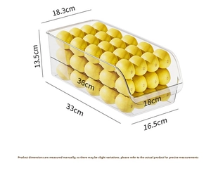 Detailed view of clear plastic kitchen storage box with 36cm length and front opening