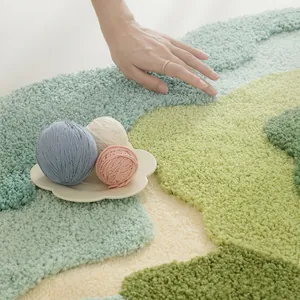 Absorbent microfiber bath mat with woven locking fibers and non-slip plush texture
