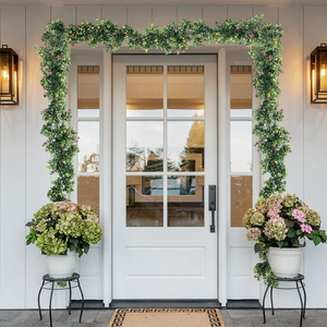 Artificial eucalyptus vine with small flowers for home door and wall decoration