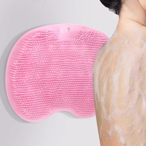 Silicone Bath Brush Back Scrubber Wall Mounted Foot Massage Mat With Suction Cups Non-Slip Bathroom Shower Tool