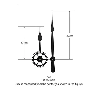 Quartz wall clock pointer set with gear design black hour 135mm and minute 200mm hands