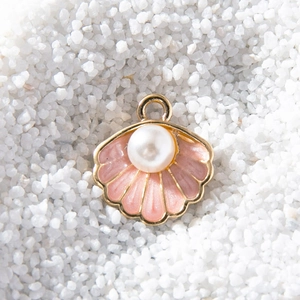 Artificial Pearl Shell Charms Alloy Enamel Sea Shell Pendants For Jewelry Making DIY Bracelet Necklace Accessory Marine Style Small