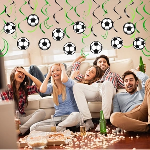 Decorazioni a spirale per feste a tema calcio con ciondoli per eventi sportivi