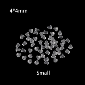 Bulk 4x4mm small transparent silicone earring backs with saucer shape for jewelry