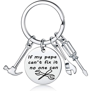 Father's Day stainless steel keychain with hammer, wrench and screwdriver charms