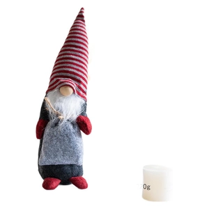 Gnome de Noël décoratif avec bonnet rayé et barbe blanche pour décoration de table festive