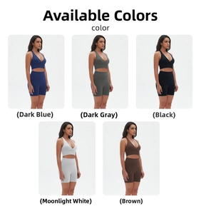 Set da yoga senza cuciture a vita alta in blu, grigio, nero, bianco e marrone