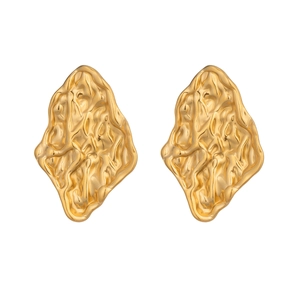 Vintage 18K gold plated stainless steel stud earrings with hammered organic texture