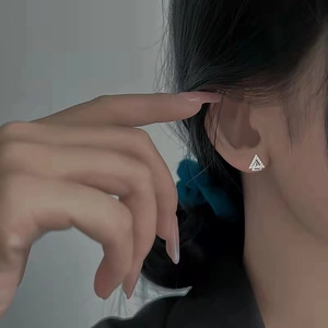 Elegant s925 silver triangle stud earrings with sparkling pavé crystals for women