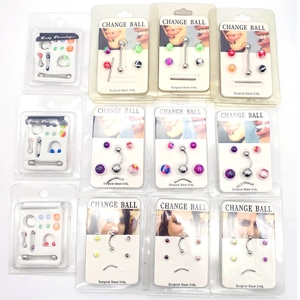 Piercing Jewelry Barbell Belly Button Rings Nose Studs Eyebrow Rings 316L Surgical Steel Changeable Colorful Acrylic Balls