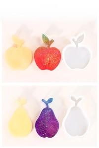 Detailed view of DIY translucent fruit silicone molds for apple and pear resin crafts