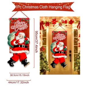 Detailed view of Santa Claus Christmas door banners with dimensions and home decor layout