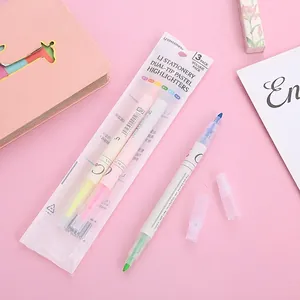 Set of 3 dual-tip highlighter pens in vibrant colors for journaling and stationery
