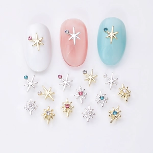 Breloques Nail Art Croix Étoile Alliage Strass Brillants Künstliche Perle Décoration DIY Style Japonais Accessoires Manucure