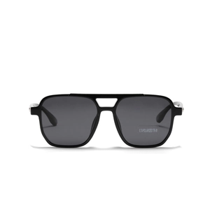 Classic pilot style TR90 polarized sunglasses with double bridge and black frames