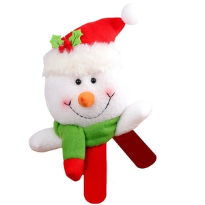Christmas snowman plush snap bracelet wristband for kids festive holiday party favors