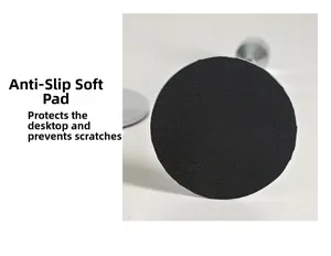 Detail of black anti-slip soft pad on metal base to protect tabletop from scratches
