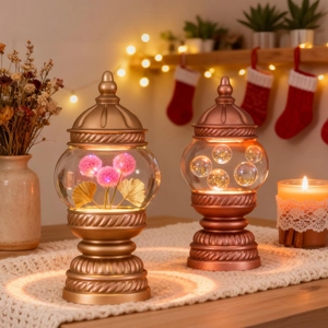 Λεπτομέρεια καλουπιού ρητίνης DIY τουρκικού φωτιστικού με λουλούδια και γυάλινες φυσαλίδες