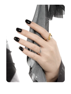 Close-up of irregular hollowed S925 silver ring with freshwater pearl inlay