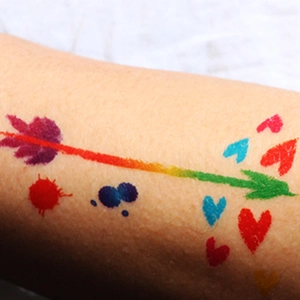 Rainbow gradient arrow and heart temporary tattoo stickers for skin decoration
