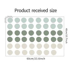 Size chart for Morandi dot wall stickers showing 60x40cm sheet with 48 decals
