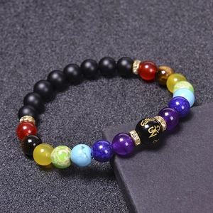 Chakra Healing Natural Stone Bracelet Lava Rock Matte Agate Tree Of Life Charm Yoga Meditation Beaded Elastic Jewelry