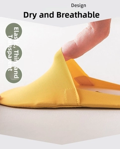 Detail showing high-elastic yellow ice silk fabric with breathable ultra-thin texture