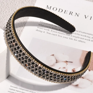 Élégant Bandeau Large À Strass Étincelants Pour Femmes Style Coréen Serre-Tête En Cristaux Accessoires Cheveux Antidérapant