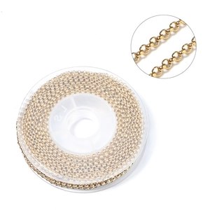 Golden stainless steel round pearl O-chain on spool for DIY jewelry making accessories