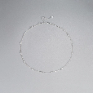 Double-layered S925 sterling silver ball snake chain necklace with heart pendant