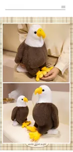 Detailed comparison of large and small plush bald eagle toys with realistic soft faux fur