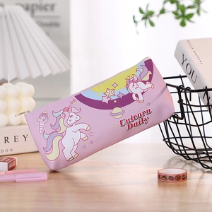 Pink unicorn daily stationery bag with large capacity for girls students