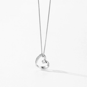 S925 sterling silver heart necklace with hollow micro-pave crystals and box chain