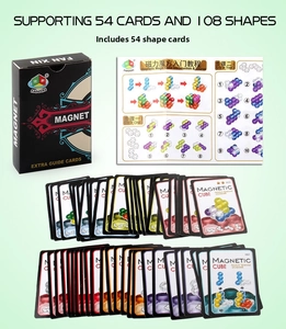 Magnetic cube accessory set with 54 double-sided challenge cards and colorful manual