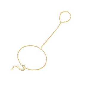 Elegant gold S925 sterling silver ball chain bracelet ring combo on white background