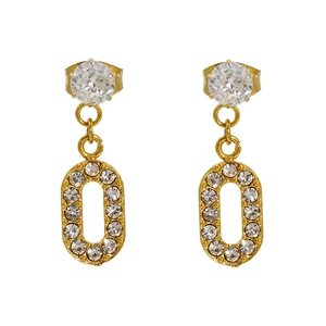 Elegant 18k gold plated stainless steel flower earrings with sparkling zircon stones